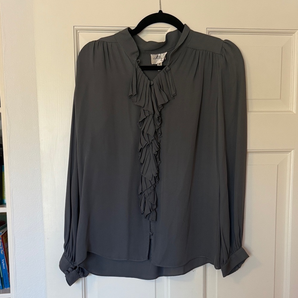 Milly Charcoal Ruffle Blouse
